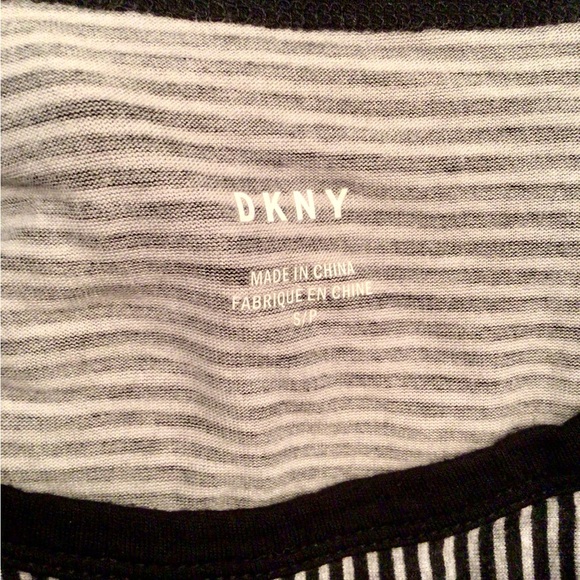 DKNY Black White Striped Jersey T-Shirt Dress with side pockets - Small - Picture 3 of 4